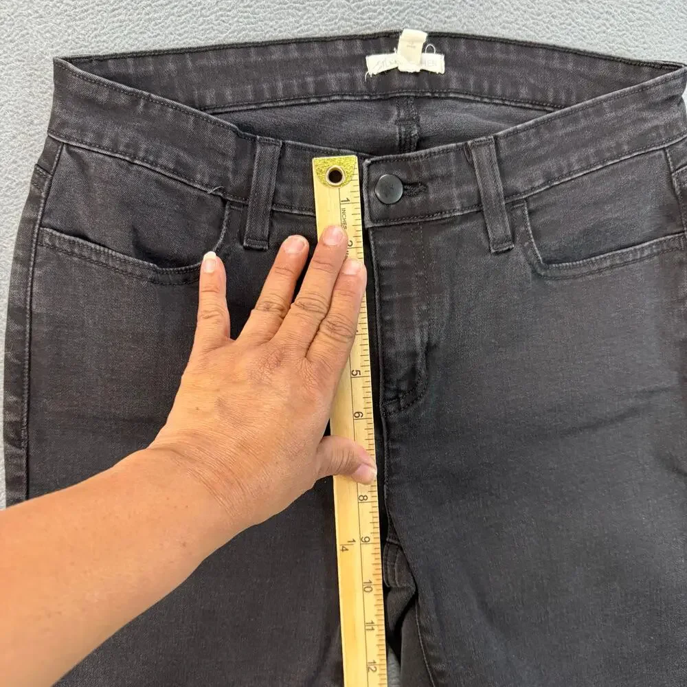 Eileen‎ Fisher Jeans Skinny Straight Women Size 8 Black Gray Faded Stretch Hip